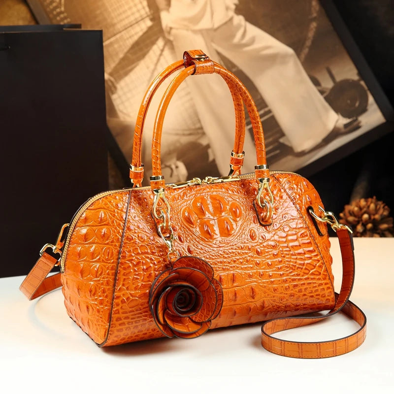 Brand Genuine Leather Women Bag Crocodile Pattern