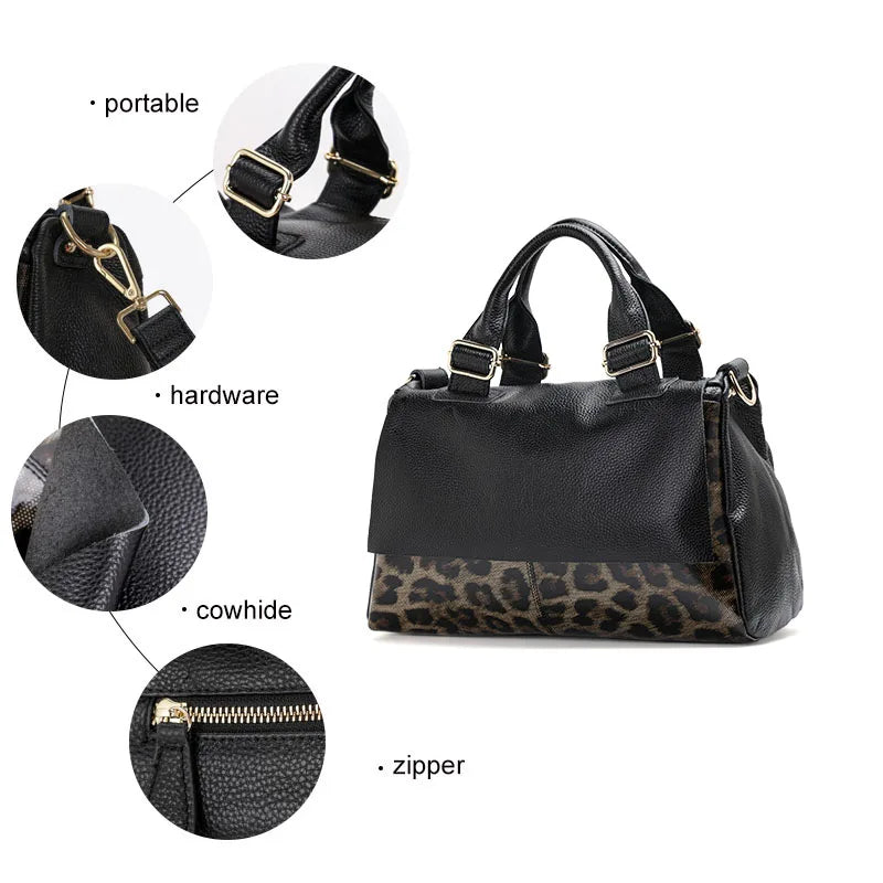 Aidrani Classic Leopard Pattern Genuine Leather Women's