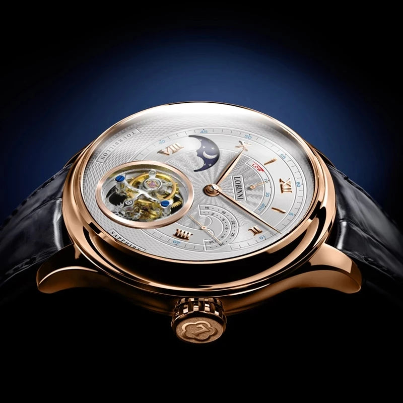 Men Watch Moonphase  Manual Winding Mechanical