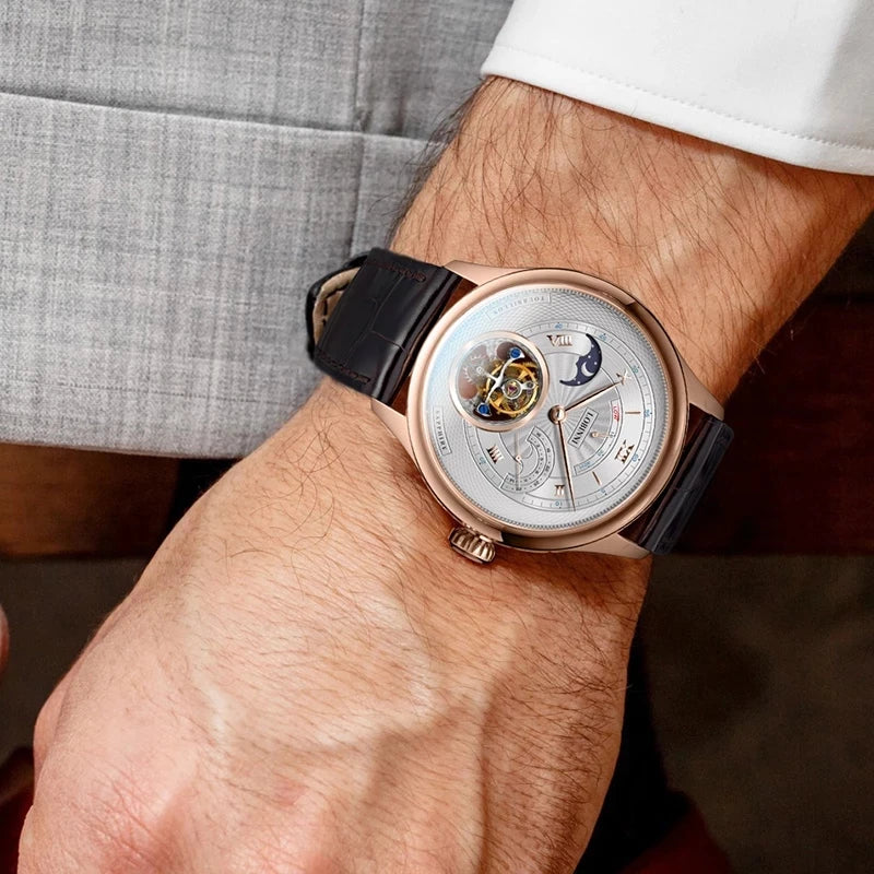 Men Watch Moonphase  Manual Winding Mechanical