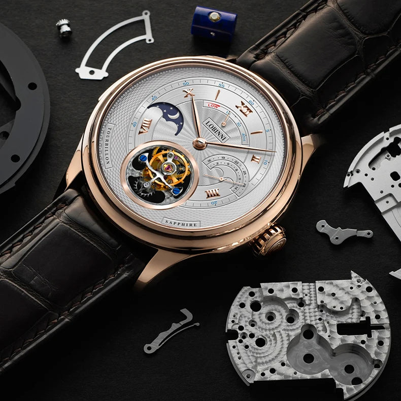 LOBINNI Men Watch Luxury Manual Winding Mechanical
