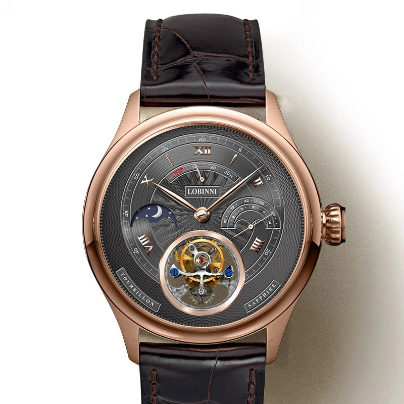 LOBINNI Men Watch Luxury Manual Winding Mechanical