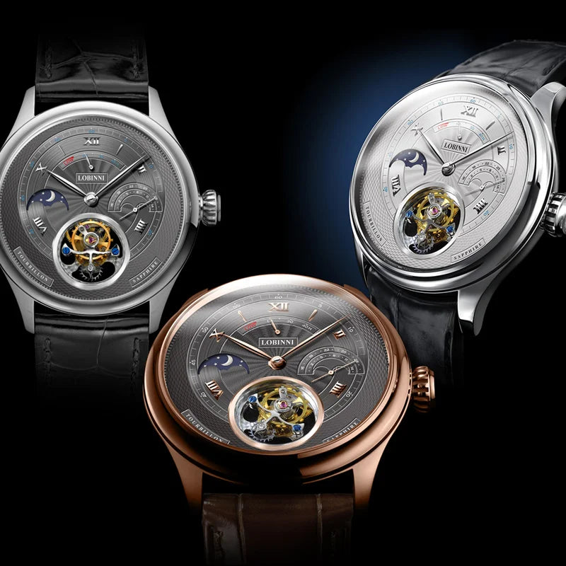LOBINNI Men Watch Luxury Manual Winding Mechanical