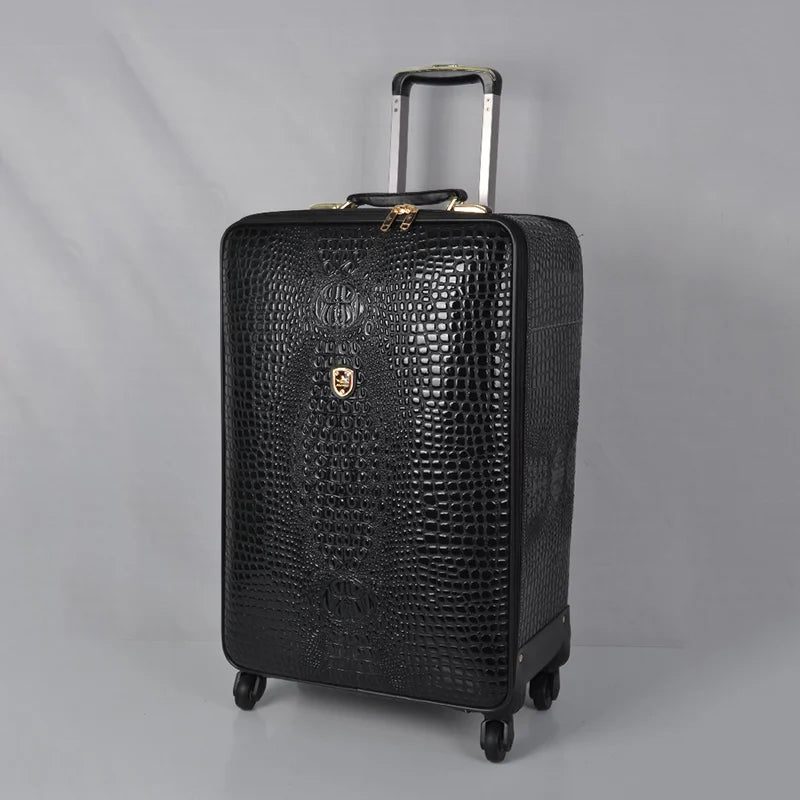 Genuine leather crocodile pattern travel luggage luxury for men and women