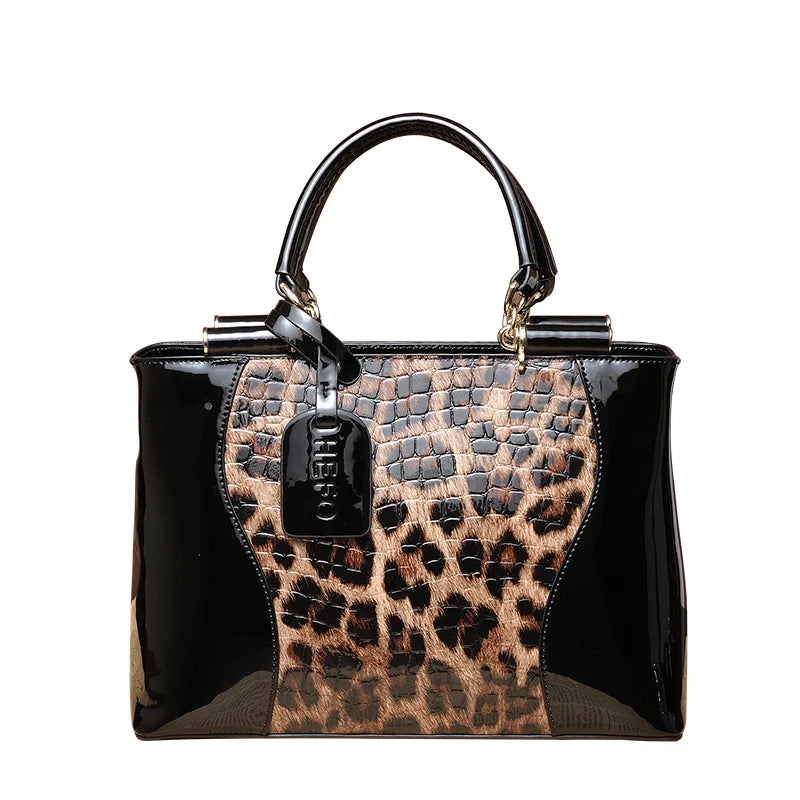 Pure Cowhide Leopard Women's Bag Large Capacity Genuine