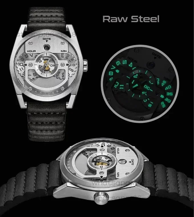 Luxury Skeleton Automatic Mechanical Watch for Men – Stainless Steel, Luminous, Business Dress Wristwatch
