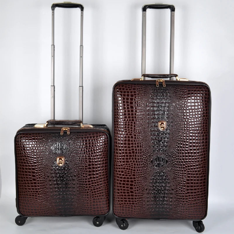 Genuine leather crocodile pattern travel luggage luxury for men and women