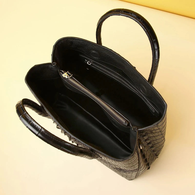 NovaTime Luxury Genuine Leather Crocodile-Embossed Women's Tote Bag | Elegant Designer Handbag
