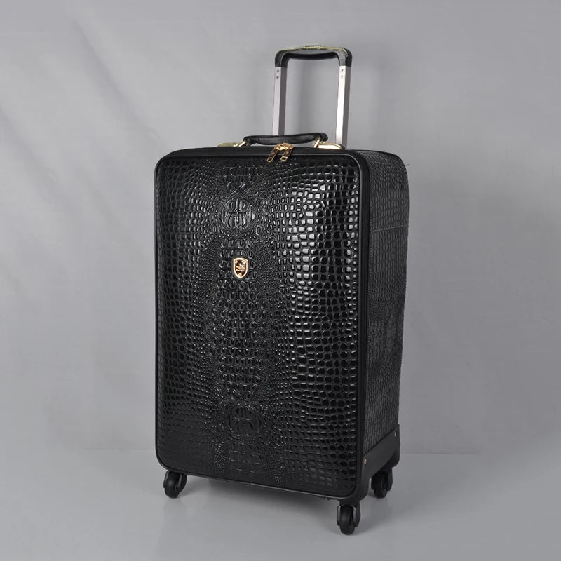 Genuine leather crocodile pattern travel luggage luxury for men and women