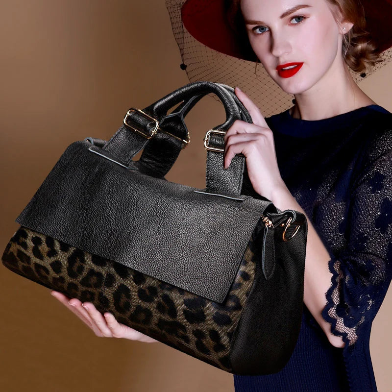 Aidrani Classic Leopard Pattern Genuine Leather Women's