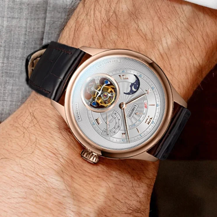 LOBINNI Men Watch Luxury Manual Winding Mechanical