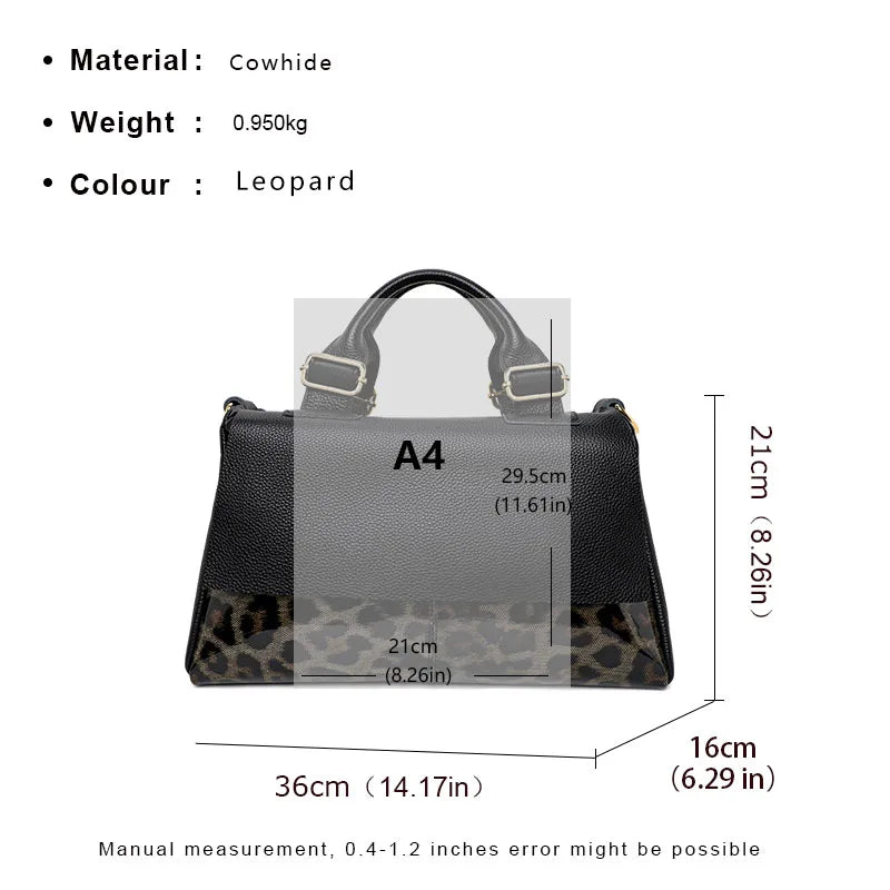 Aidrani Classic Leopard Pattern Genuine Leather Women's