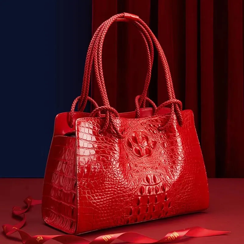 Women's Bag Red Crocodile