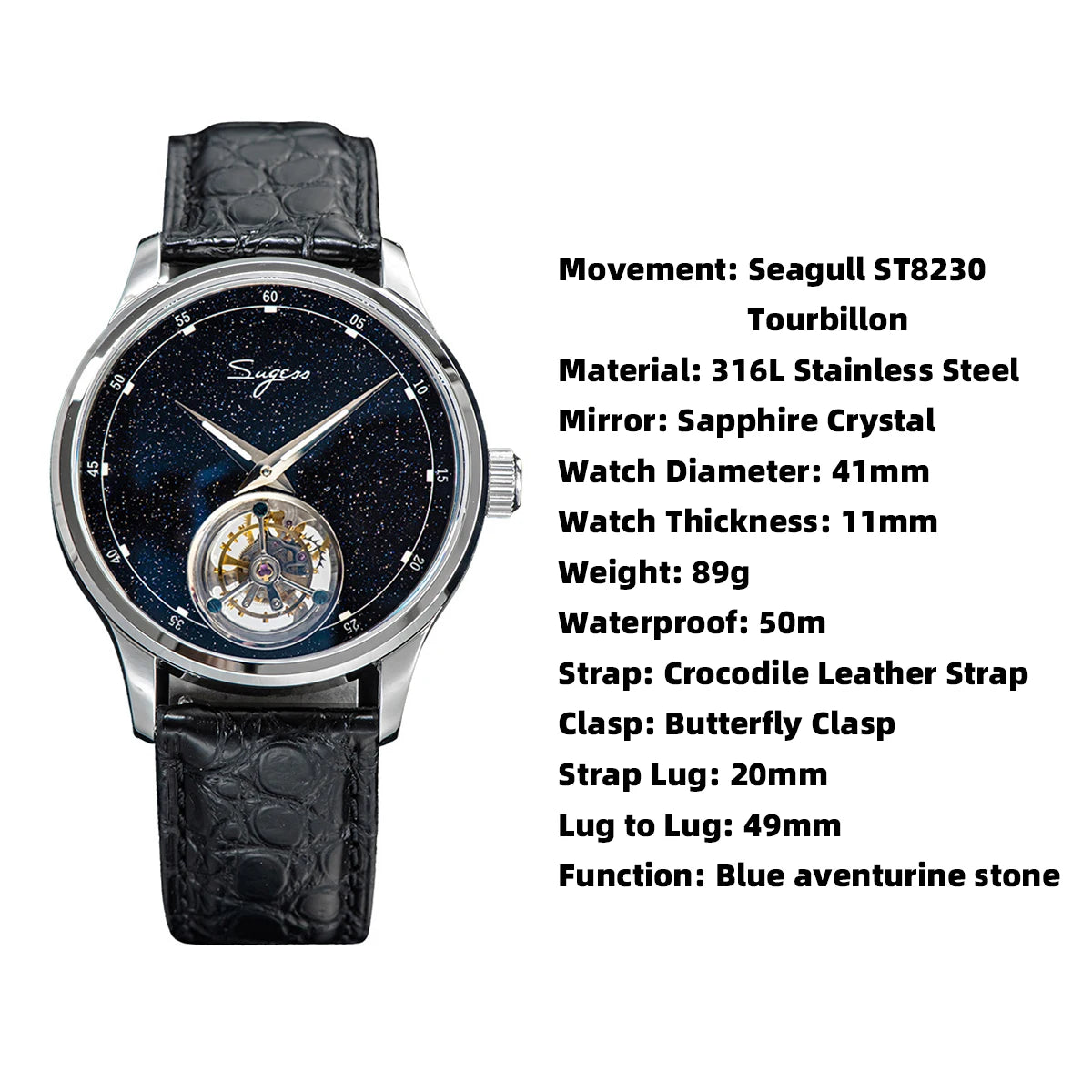Sugess Tourbillon Master Mens   Business Watches