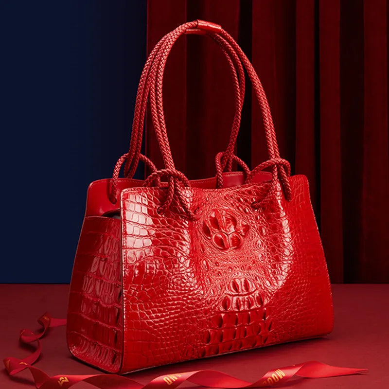 Women's Bag Red Crocodile